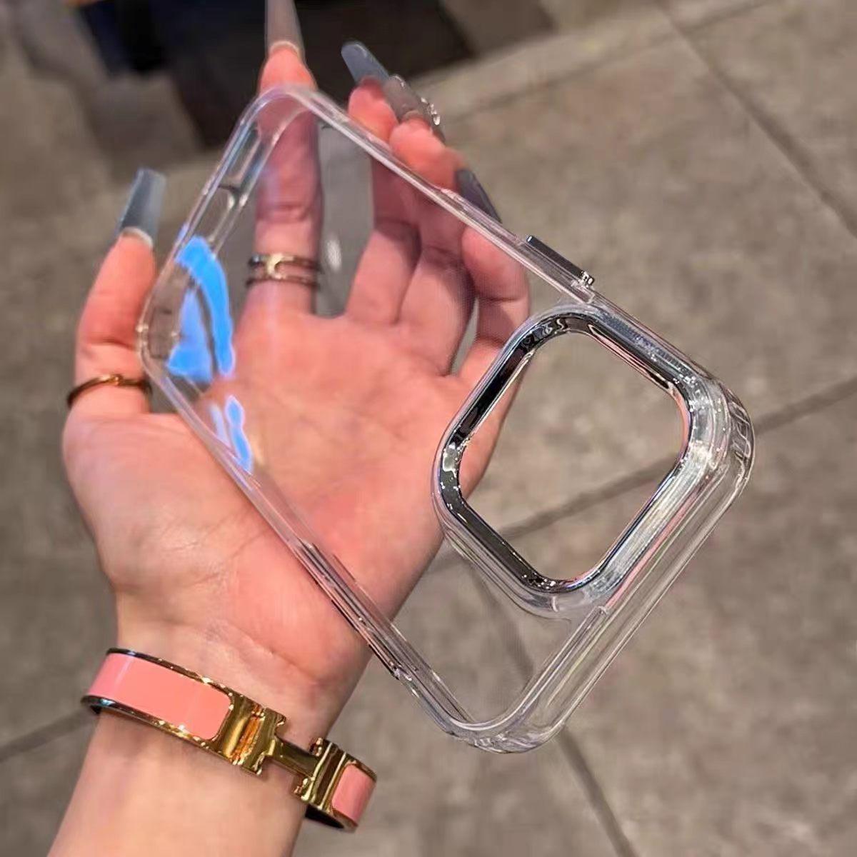 [Buy One Get One Free] Luxurious Transparent iPhone Case, Electroplated Metal Lens Frame, Shockproof TPU Corners, Full Body Protection, High Transparency Slim Soft Case, Suitable for 17 16 15 14 13 12 Pro ProMax Plus Air