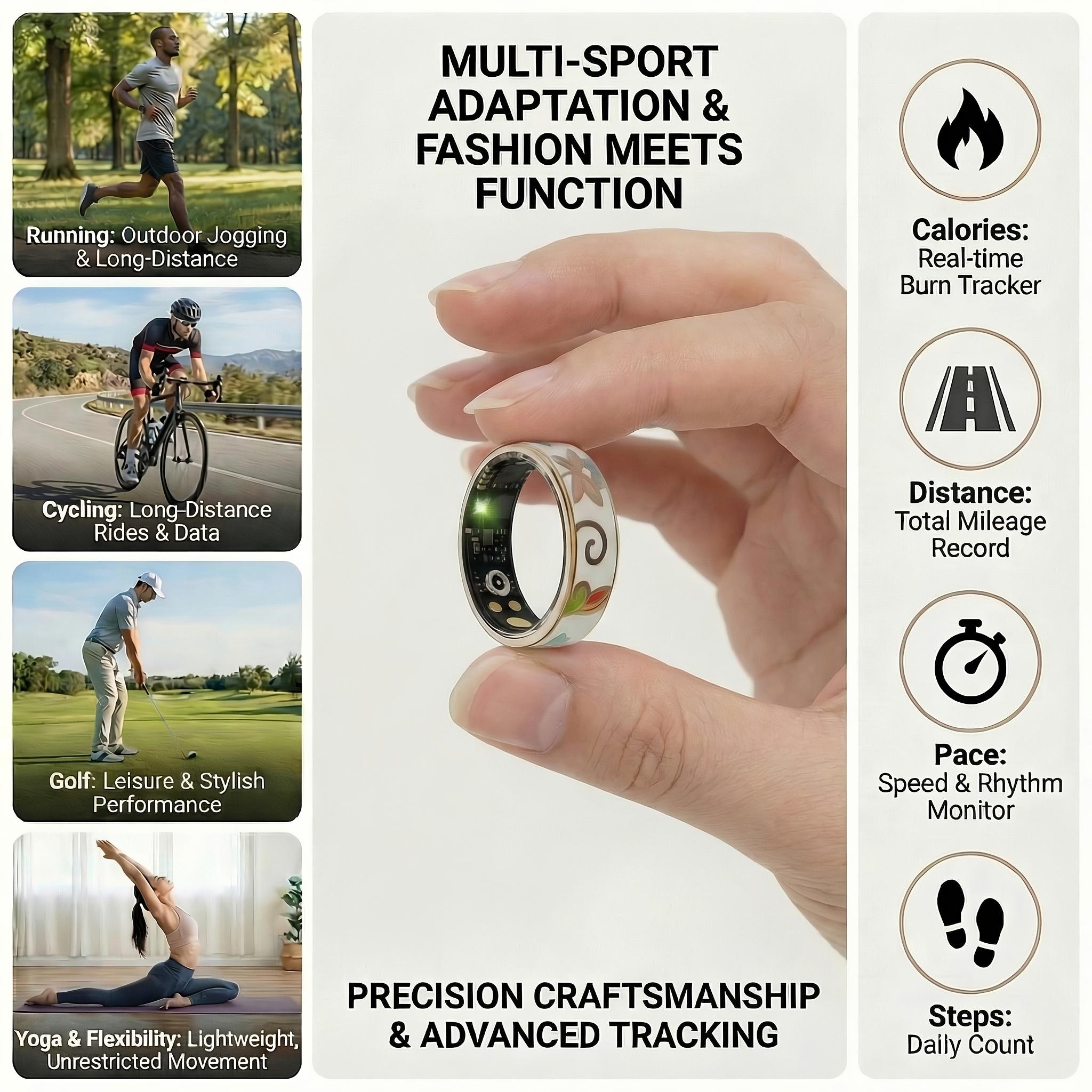 Women'S Smart Ring: Fitness And Sleep Tracker, Step Counting Distance Monitoring Calorie Tracking Various Exercise Modes, Charging Cradle And Magnetic Charging. Stylish Engraved Design Compatible with Both IOS And Android. Perfect Gift for a Loved O