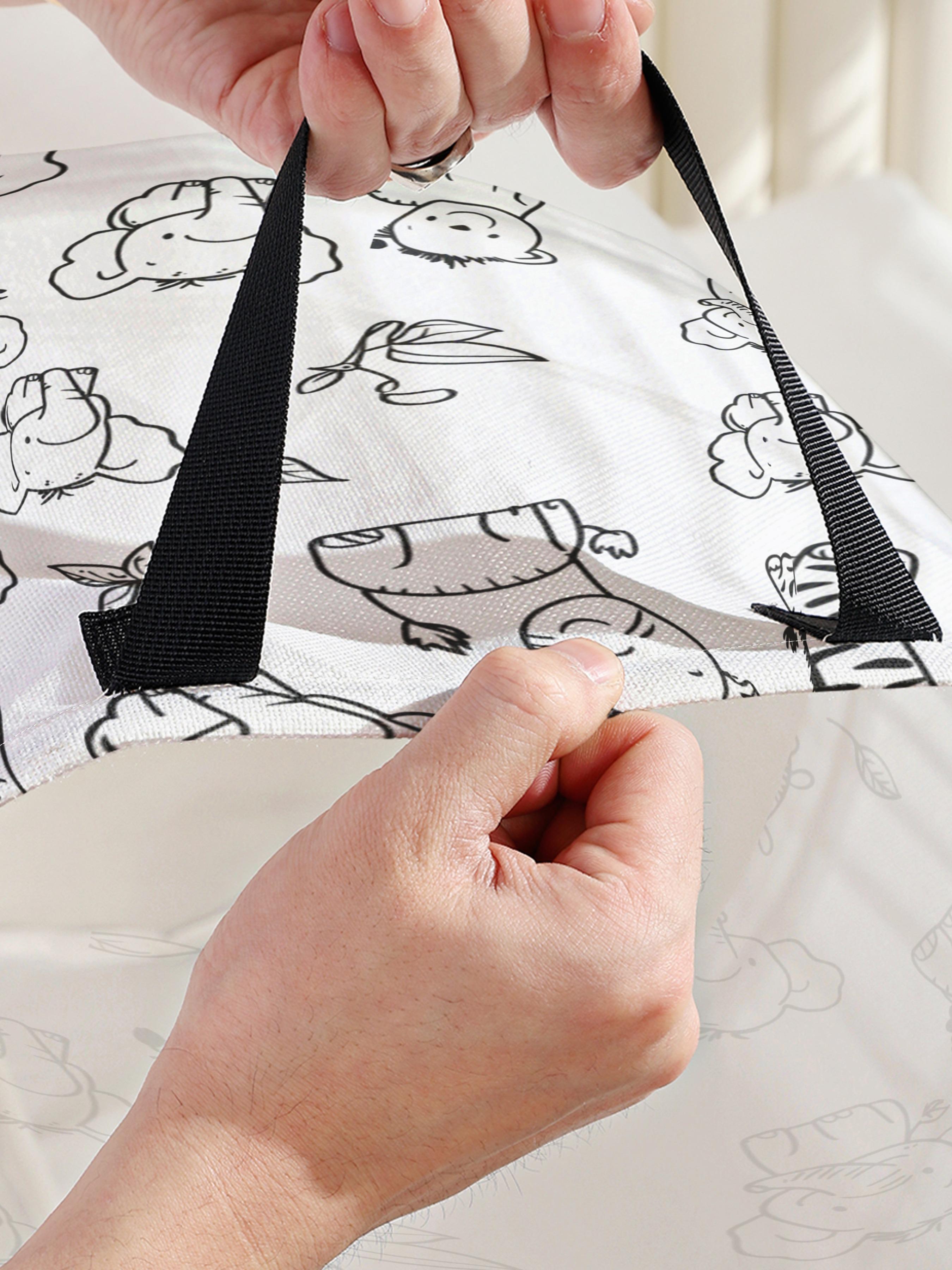 Elephant Pattern Laundry Basket with Handle, Durable Foldable Dirty Clothing Organizer, Large Capacity Toy Storage Box, Random Print Design, All Seasons Use