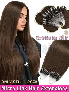 50pcs/pack Strands Microlink Hair Extensions, Synthetic Hair Extensions, Ultra Smooth and Super Soft, Silky Straight Micro Bead Hair Extensions for Women, Best Extensions