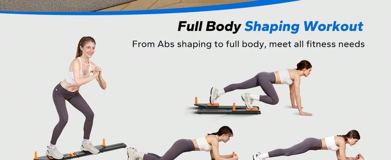 Multi-functional Ab Exercise Board, Foldable Home Pilates Reformer with Knee Mat, Timer and Resistance Bands, Abs Workout Equipment for Abdominal & Core Strength Training