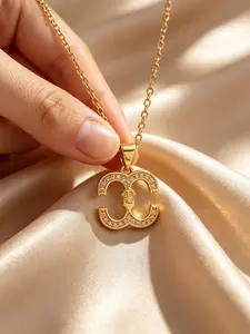 MTOW 1 Pcs of 2026 New luxury Retro Heart-Shaped Double C Metal Necklace, Women's Zircon Fashion Necklace,  Versatile Necklace Suitable For Daily Wear, Exquisite Gifts