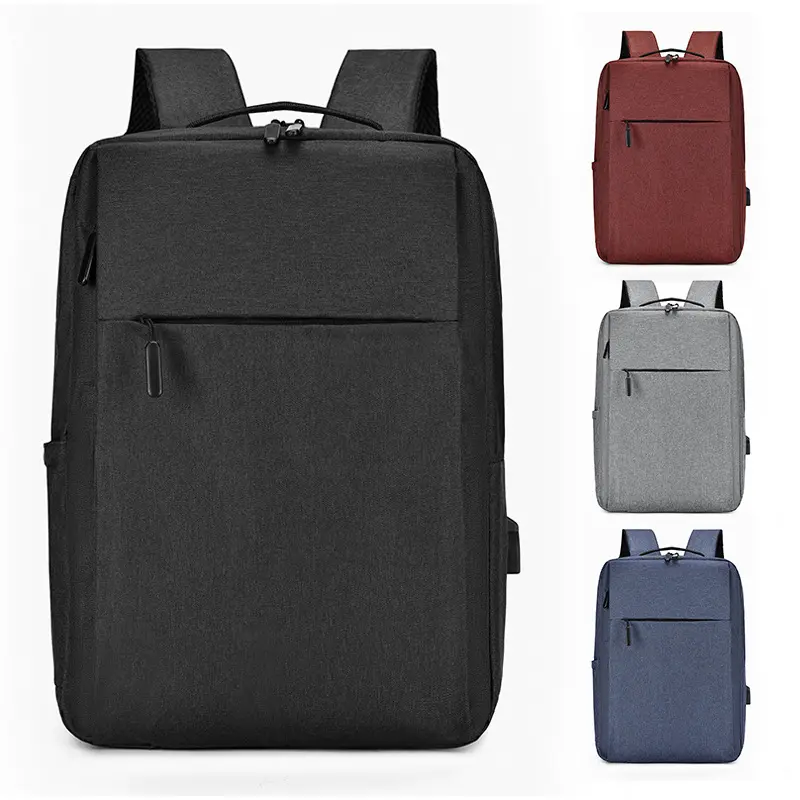 [Back-to-School Season] Oxford Fabric Solid Backpack, Vertical Design with USB Port, Zipper Closure, Breathable Wear-Resistant Cushioned Straps, 20-35L Custom Logo Option for Students, Men's Commute Use