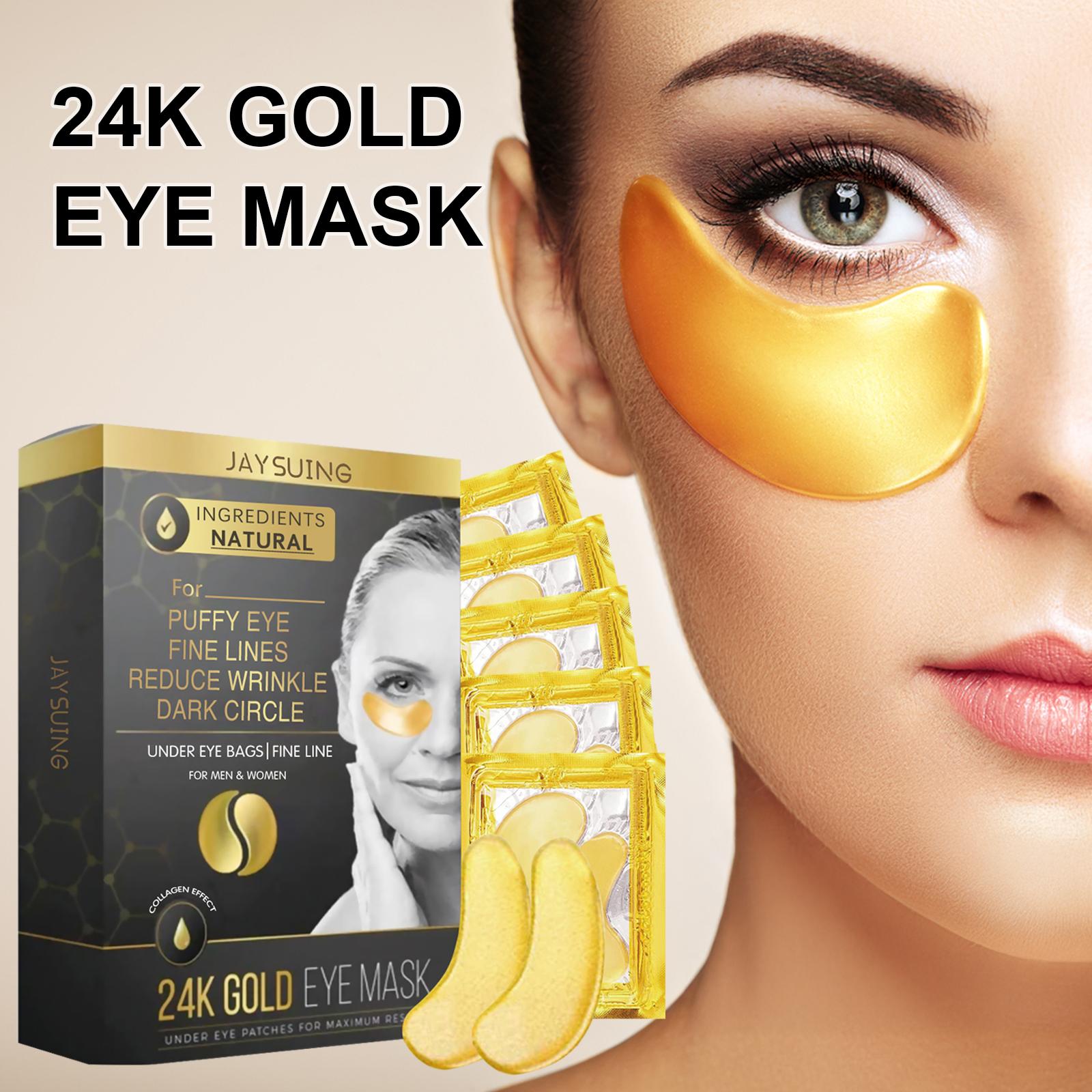24k Gold Eye Mask with Hyaluronic Acid & Retinol, Collagen Natural Ingredients, Reduces Fine Lines Dark Circles, Moisturizing Firming Skin Care