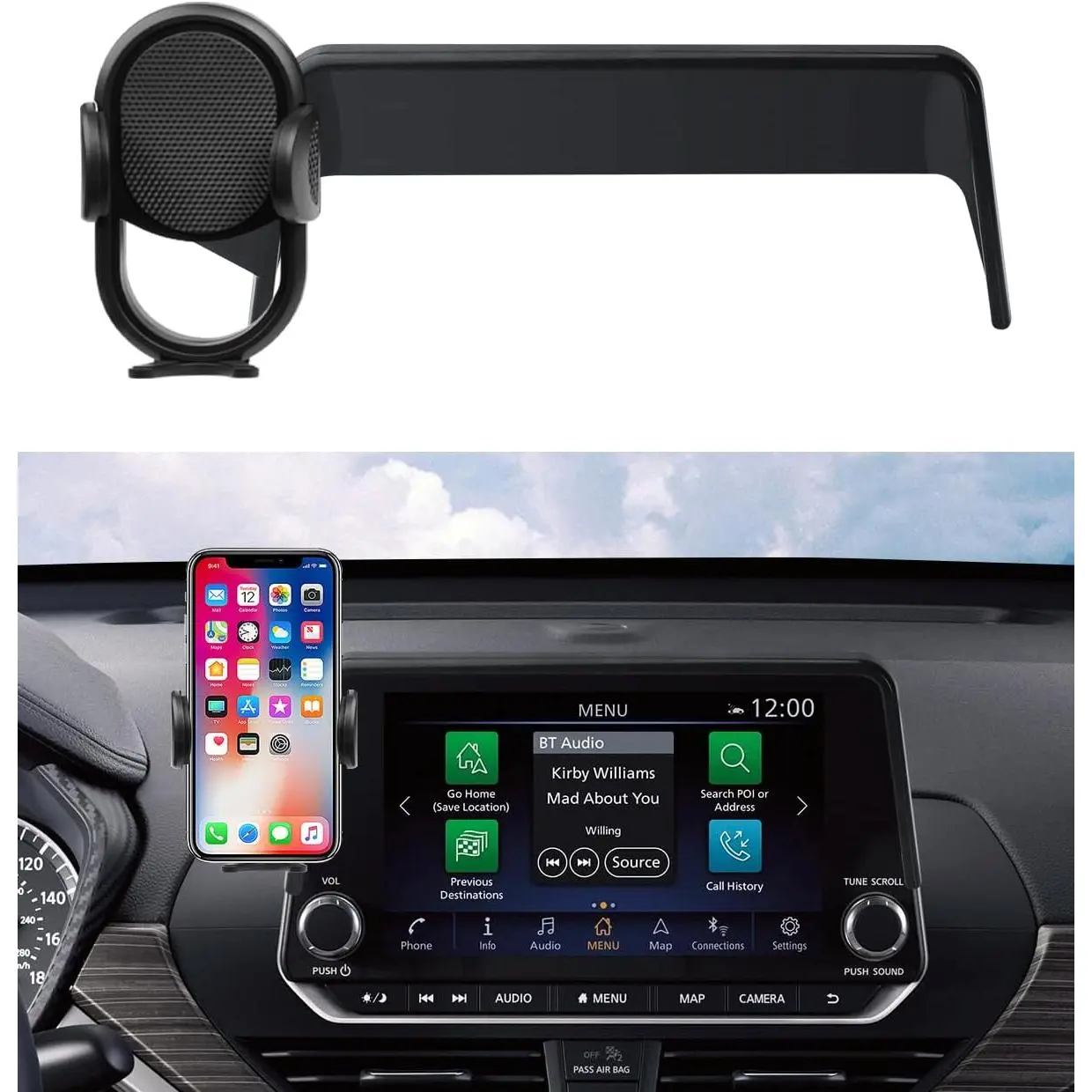 Autorder Car Phone Holder for 2021-2025 Nissan Rogue/2019-2025 Altima/2020-2025 Sentra Accessories Phone Mount 8-Inch Screen Cell Phone Automobile Cradles Hands-Free 360 Degree Rotation