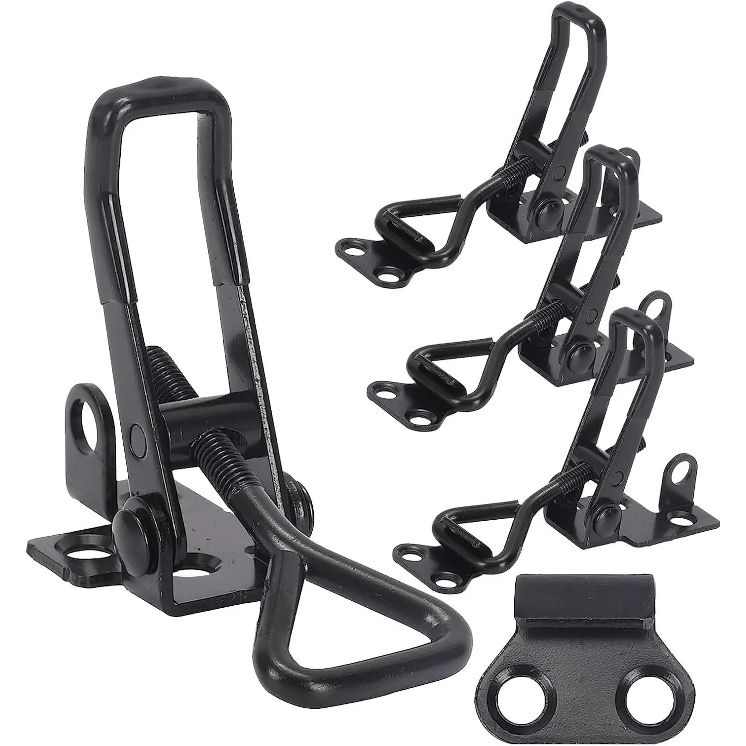 4Pack Toggle Latch Clamp 4003 Style, Heavy Duty Adjustable Toggle Clamp Latch 1320 Lbs Holding Capacity, Quick Release Hasp Clamps, Black Pull Tight Metal Latches for  Door Tool Box Trunk Clamps