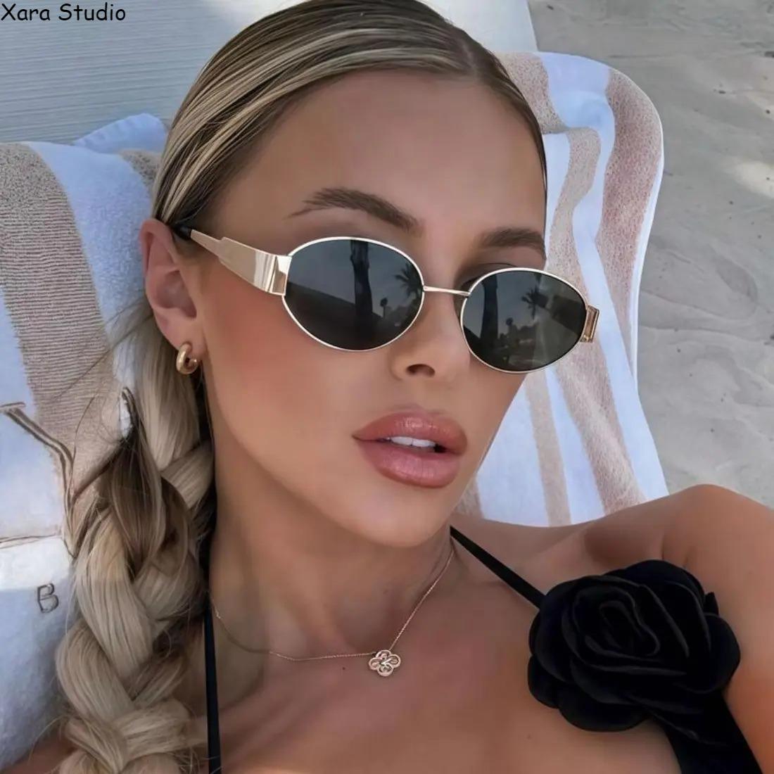 3-Pack Women’s Oval Sunglasses – Trendy Y2K Metal Frame Shades with UV400 Protection, Lightweight Retro Fashion Eyewear for Beach, Travel, Summer Outfits & Everyday Wear