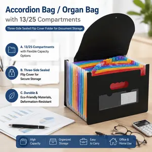 13/25 Pockets Expanding File Folder with Flap, Waterproof & Durable Organizer for Document Storage, School Office Supplies, Travel, Receipts, Classifying Important Papers, Portable Data Management.