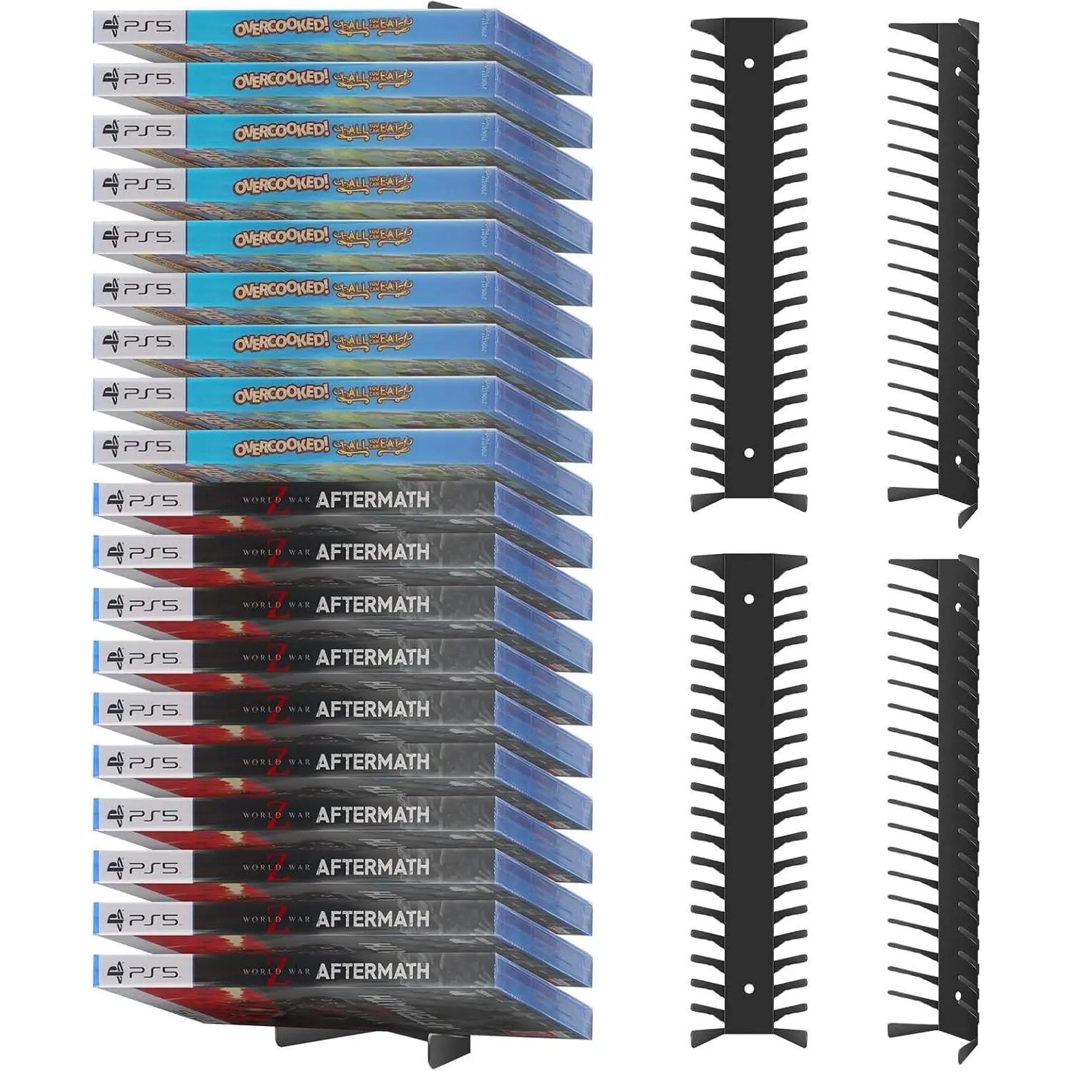 4 Pack Wall Mount DVD Storage Shelf for CD & Video Game Case, Holds 72 Disc Heavy-Duty Metal CD Rack for PS5 PS4 Xbox Switch Floating DVD Media Storage Holder & Game Organizer for Gaming Room