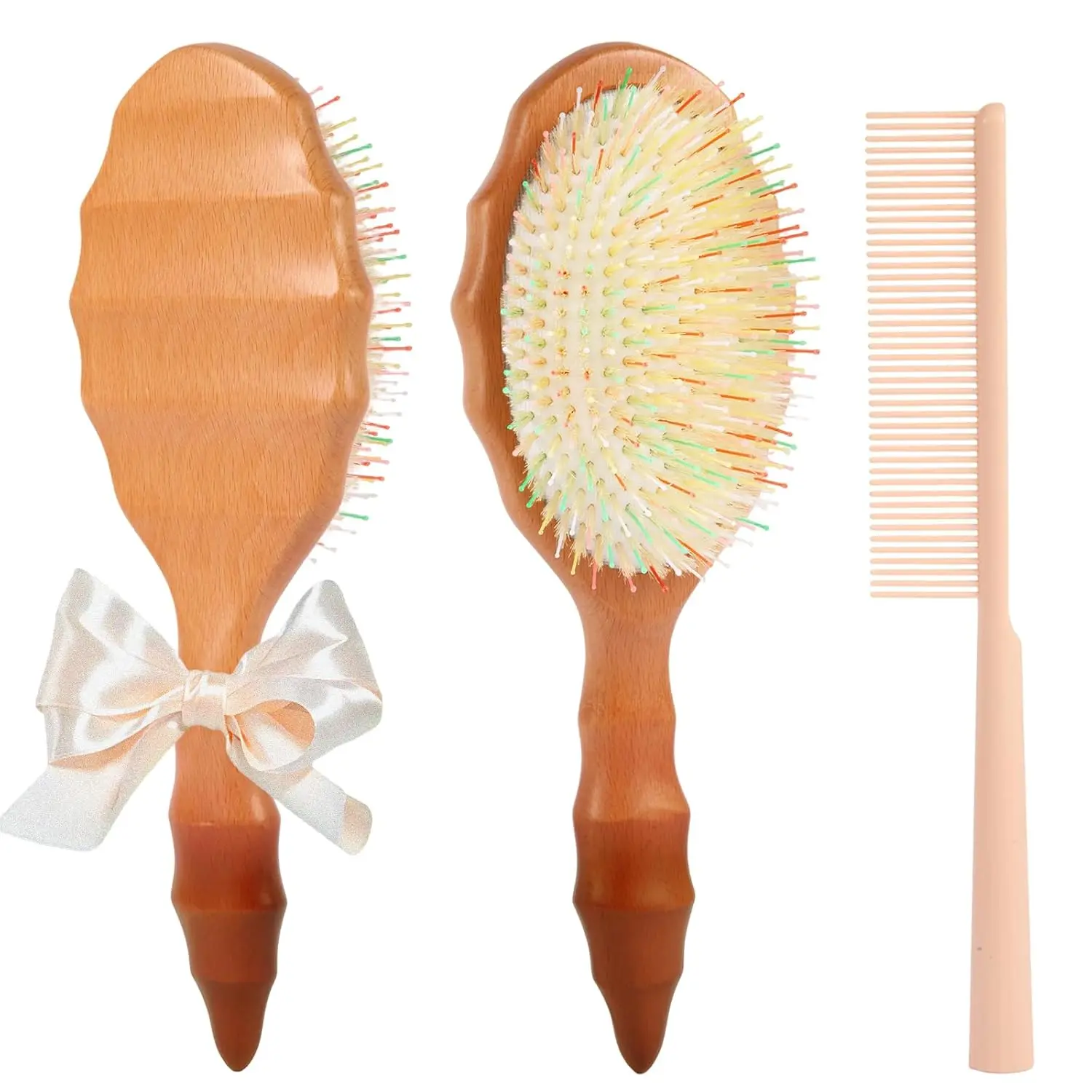 Eco-Friendly Boar Bristle Loop Brush for Women - Anti-Tangle Hair Tool for Extensions, Frizz Reduction, Sustainable Forestry-Made, Boosts Natural Shine