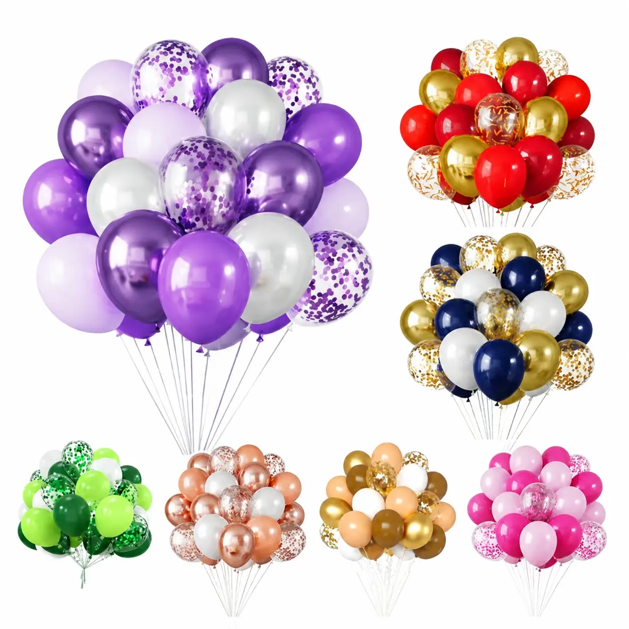 30-Piece Metallic Sequin Confetti Balloon Kit for Festive Decor – Ideal for Christmas, Halloween, Birthday, Wedding, and Celebration Events with Easy Inflation & Reusable Shimmer Accents