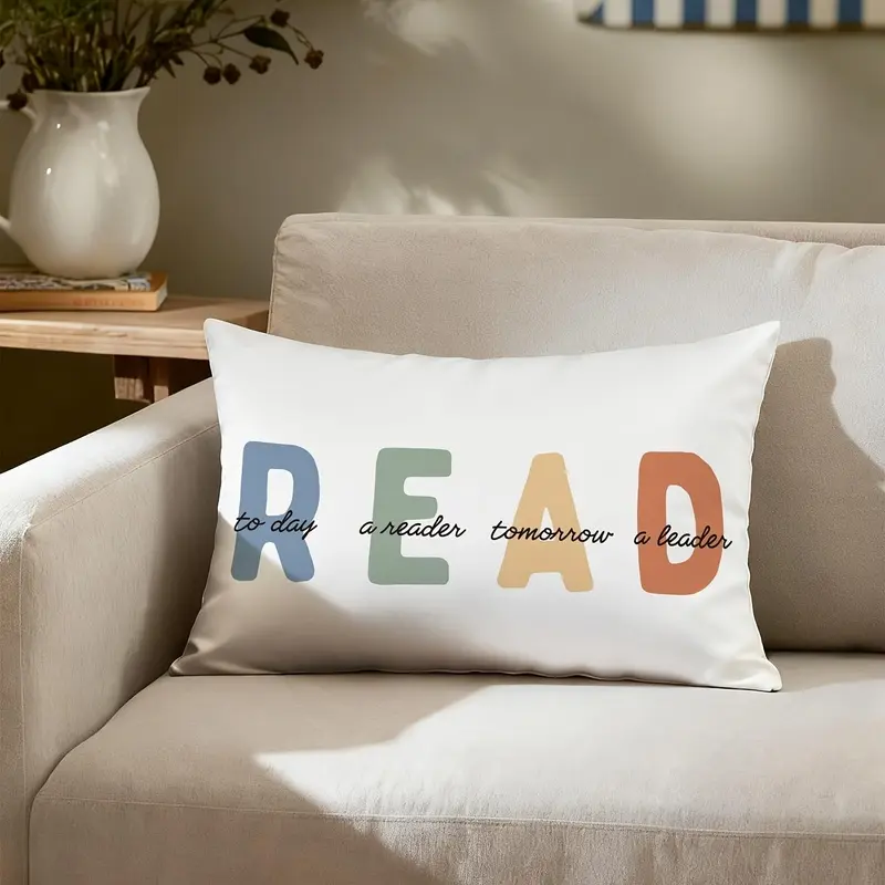 Dokriy 1pc Boho Classroom Reading Corner Decor, Read Pillow Covers 12x20, Boho Colorful Decorative Throw Pillow Case( , No Pillow Core)Double-sided printing design