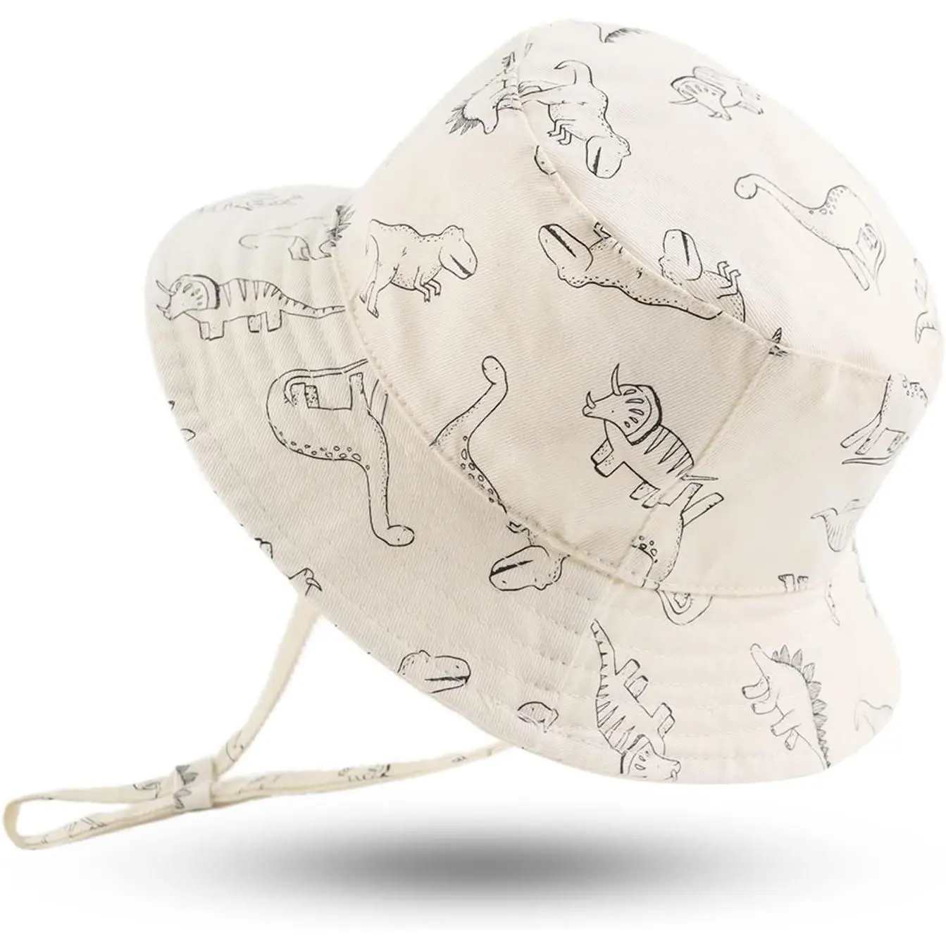 Dinosaur Print Baby Sun Hat - Cotton Toddler Bucket Hat, Affordable Prices, Animal Print Designs (Blue Whale, Black Dinosaur) + Newborn Swaddle Blanket for Boys & Girls Summer Sun Protection, Dinosaurs, Cute Dinosaur Pattern