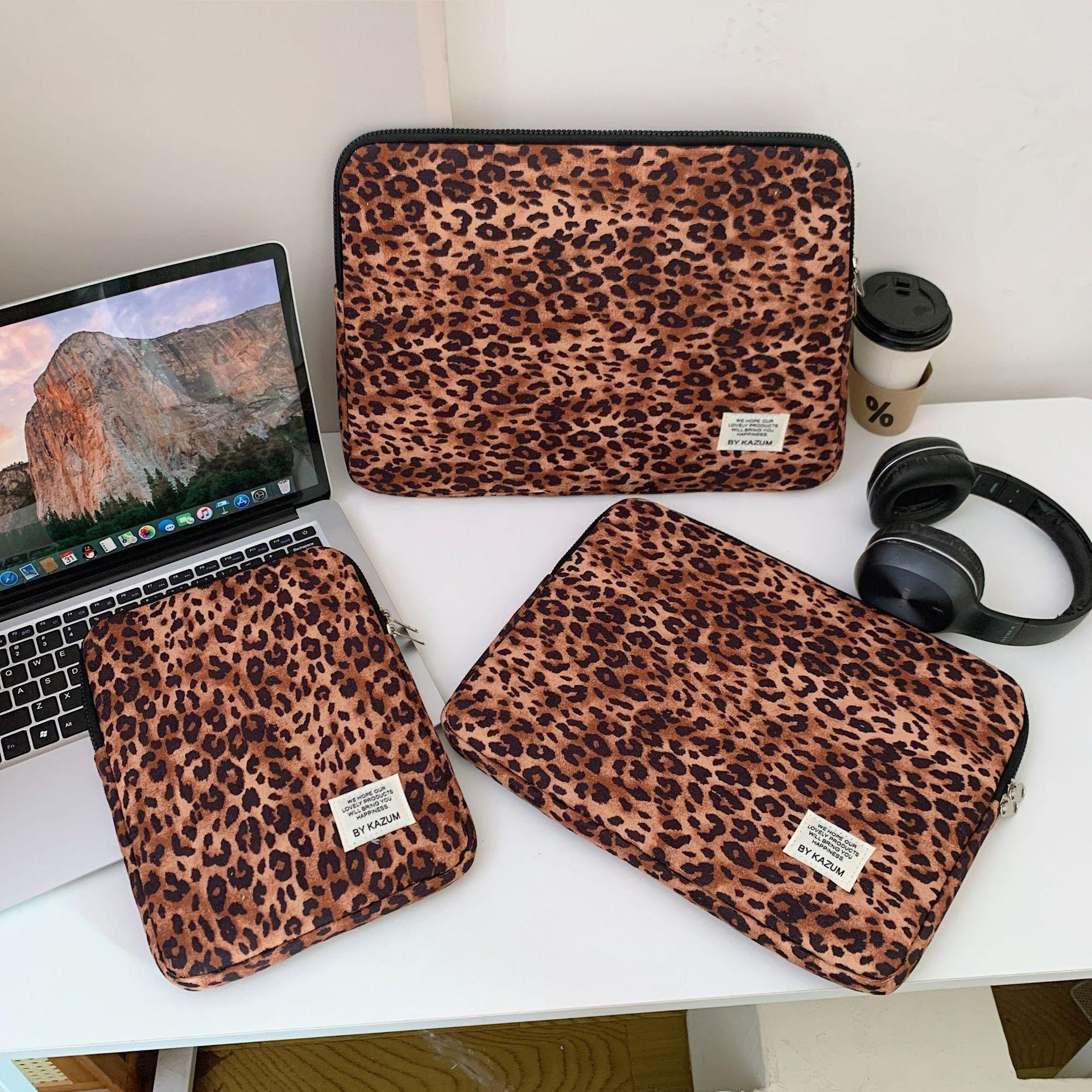 Leopard Print Laptop Sleeve For Ipad Air6 Pro11 Macbook Air13.3 13.6 Pro14 15 Dell Huawei Samsung 15.6 16 Inch Shockproof Bag