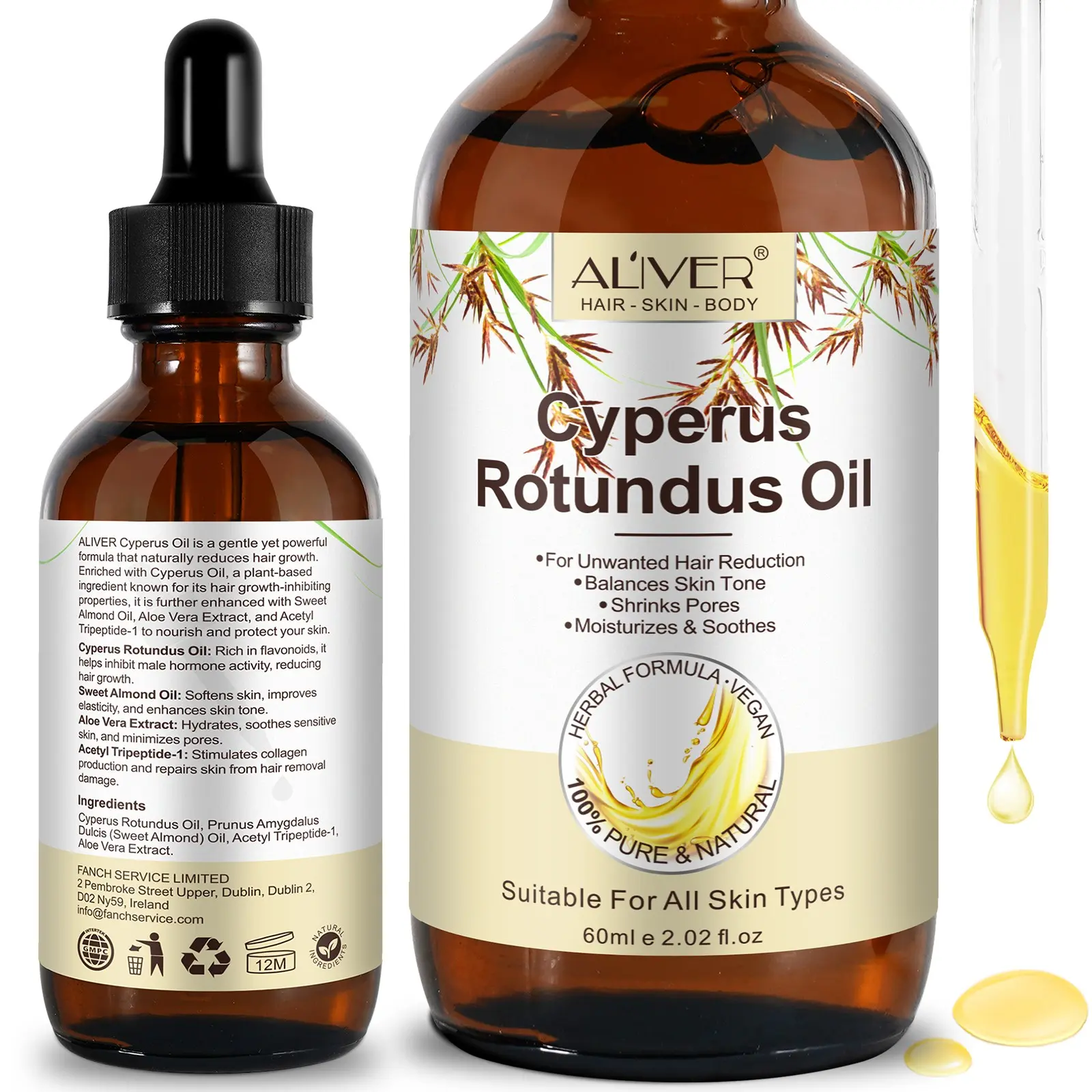 ALIVER Cyperus Rotundus Hair Removal Oil – Gentle Hair Removal with Aloe Vera + Sweet Almond Oil Hydration. Softens Rough Skin, Minimizes Pores, and Leaves Skin Smooth. Suitable for All Skin Types.Aloe Vera Refines Pores. Safe for Underarms, Legs, and Arm