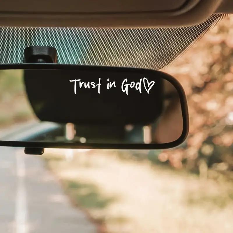 Car Rearview Mirror Decal,4 Counts Set (black+white) Trust in God Car Rearview Mirror Sticker,Ldeal Christian Gift,Lnspirational Vinyl Sticker.