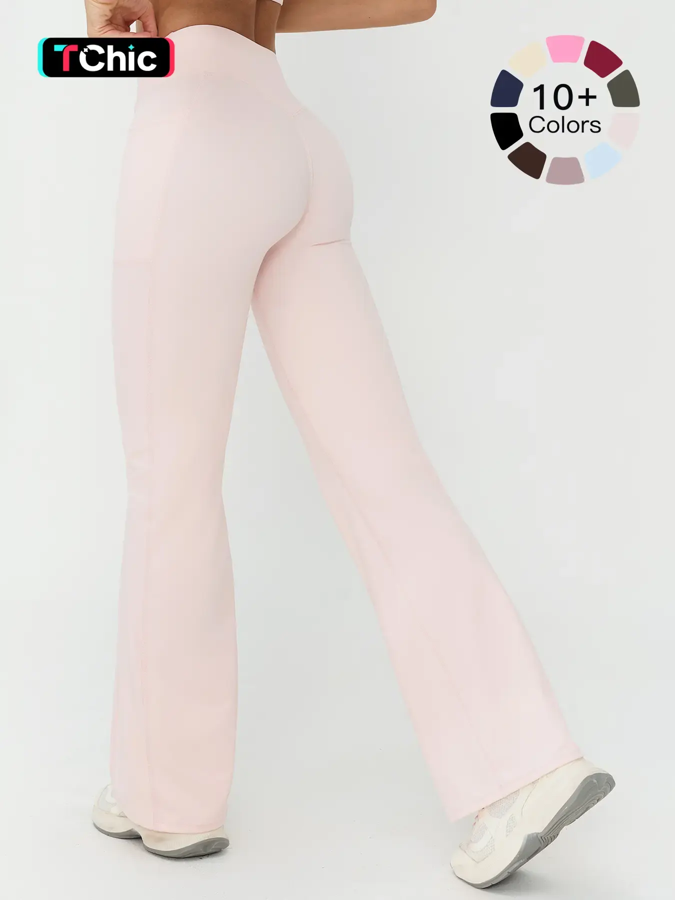 High Waist Naked Feeling Flare Pants Women, Cross Waist Wide Leg Micro Flared Outdoor Casual Sports Pants, Comfortable and Stylish
