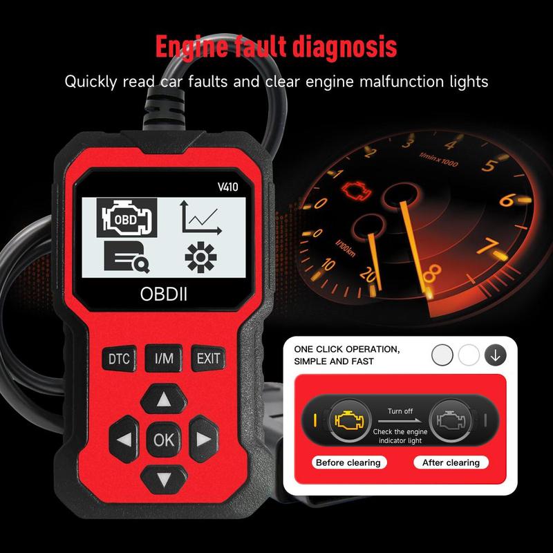 OBD2 Scanner V410 Instant Fault Code Reader & Voltage Check OBDII/CAN Full System Diagnosis 10 Second Analysis Car Diagnostic Tool Automotive Tester