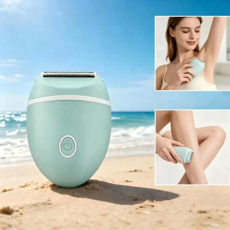 1 battery powered, stainless steel blade electric shaver, multifunctional full body hair removal in 2 colors, green and pink