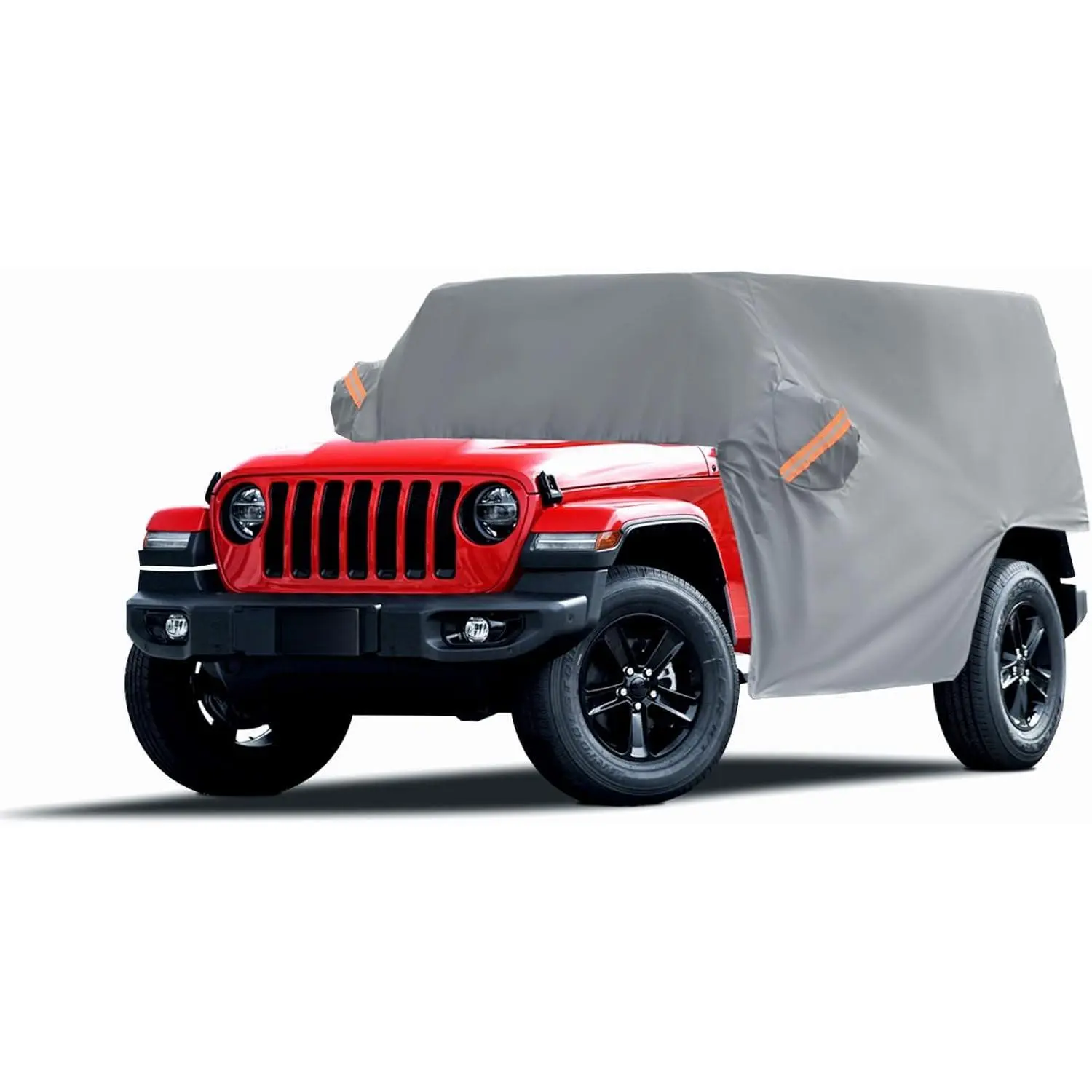 Cab Cover for 2007-2026 Jeep Wrangler JK JKU JL JLU 4 Door, Waterproof Half Car Cover Oxford with Reflective Strip, Sun Snowproof Cab Car Cover for Convenient Zipper for Trunk,wrap,protection
