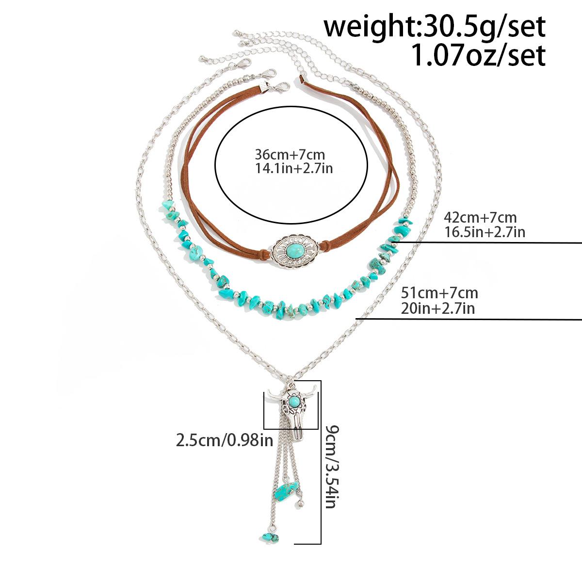 Western Necklaces Boho Turquoise Cross Necklace Set Navajo Pearl Beaded Layered Choker Cowgirl Christian Western Jewelry for Women