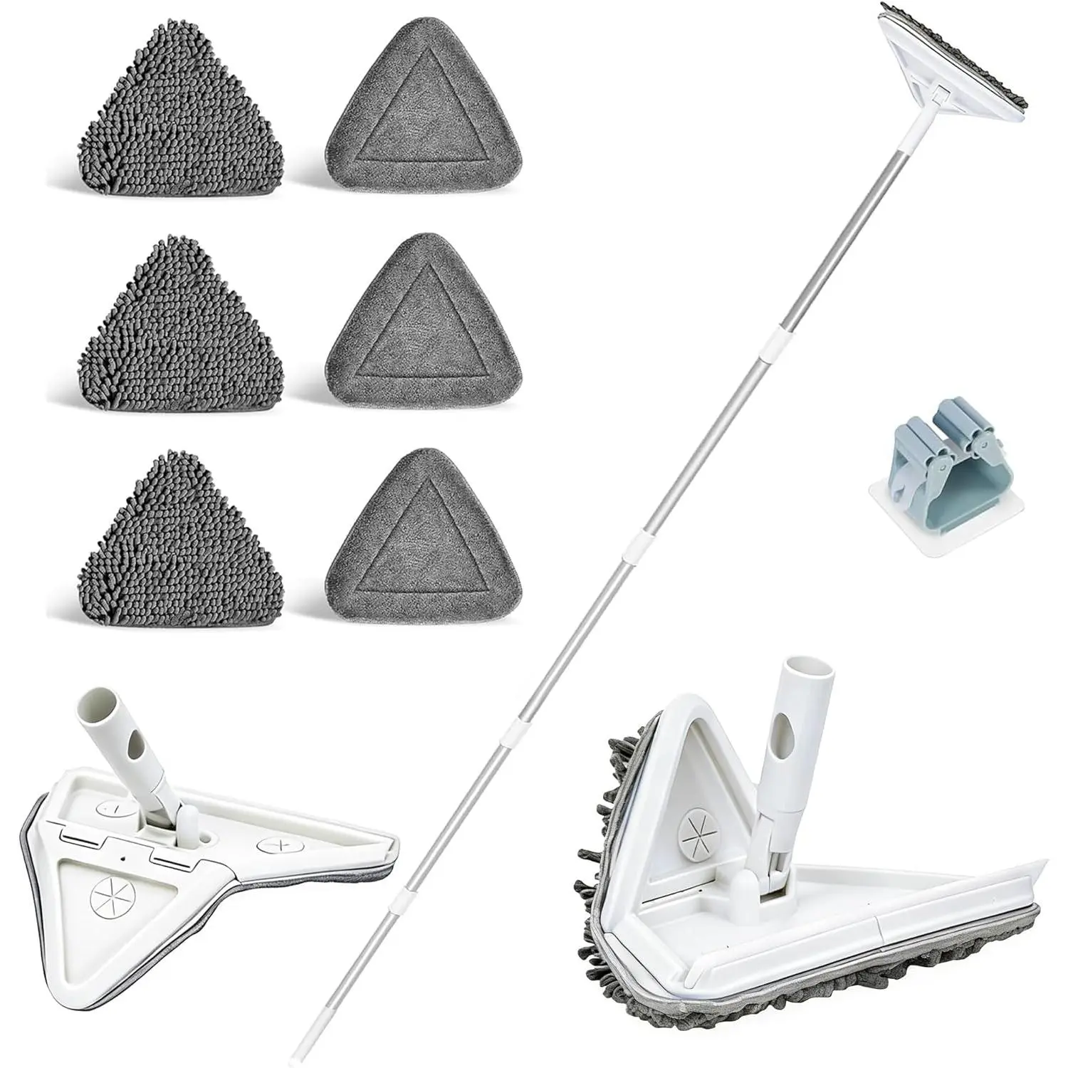 Wall Cleaner Mop with 80" Long Handle.3-in-1 Ceiling Cleaning Tool Duster with 180 °     Foldable & 360 °     Rotating Head. Includes 6 Washable Pads for Walls, Baseboards, Windows & Floors. No Ladder Needed.