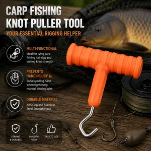 TikTok Fishing Gear Must-Have: T-Grip Knot Tying Tool for Hooks, Portable Hook Puller Set with Non-Slip Handle, High-Strength Corrosion-Resistant Fishing Accessory, Line Lock Fastener for Carp and More.