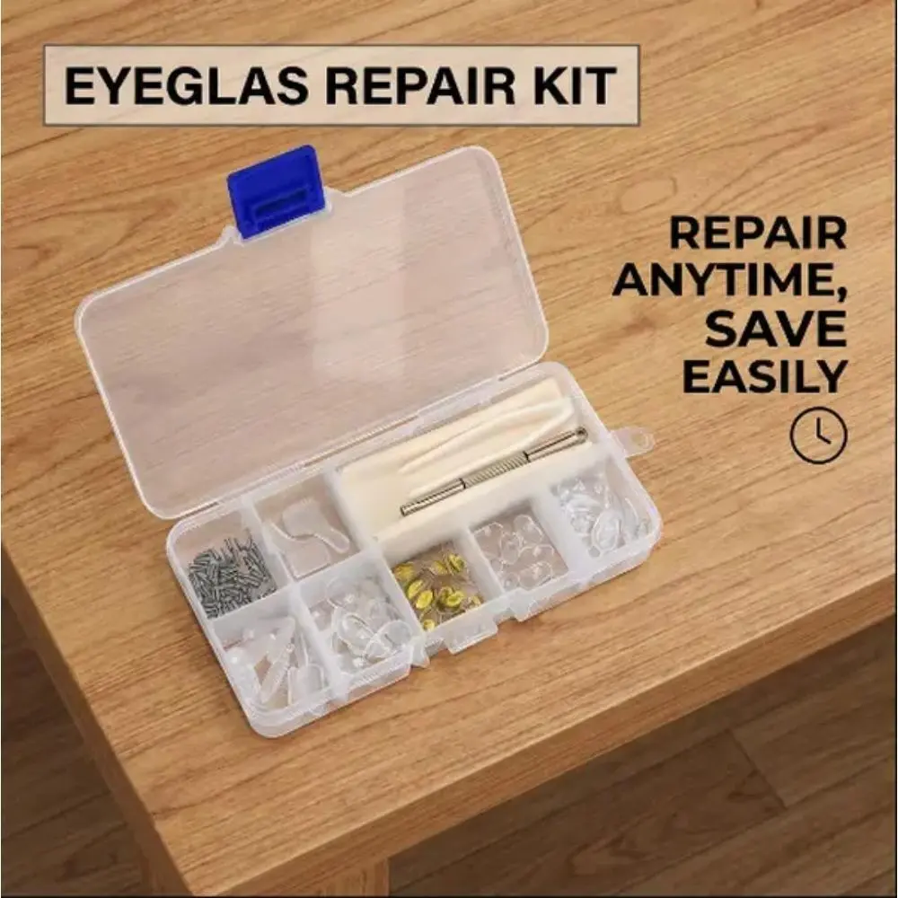 Eyeglass Repair Kit - Complete Repair Tools Set with Soft Air Cushion Silicone Nose Pads, Screw-In Anti-Slip Replacements, Reading Glasses Accessory That Keeps Glasses in Place for Most Eyeglass Frames
