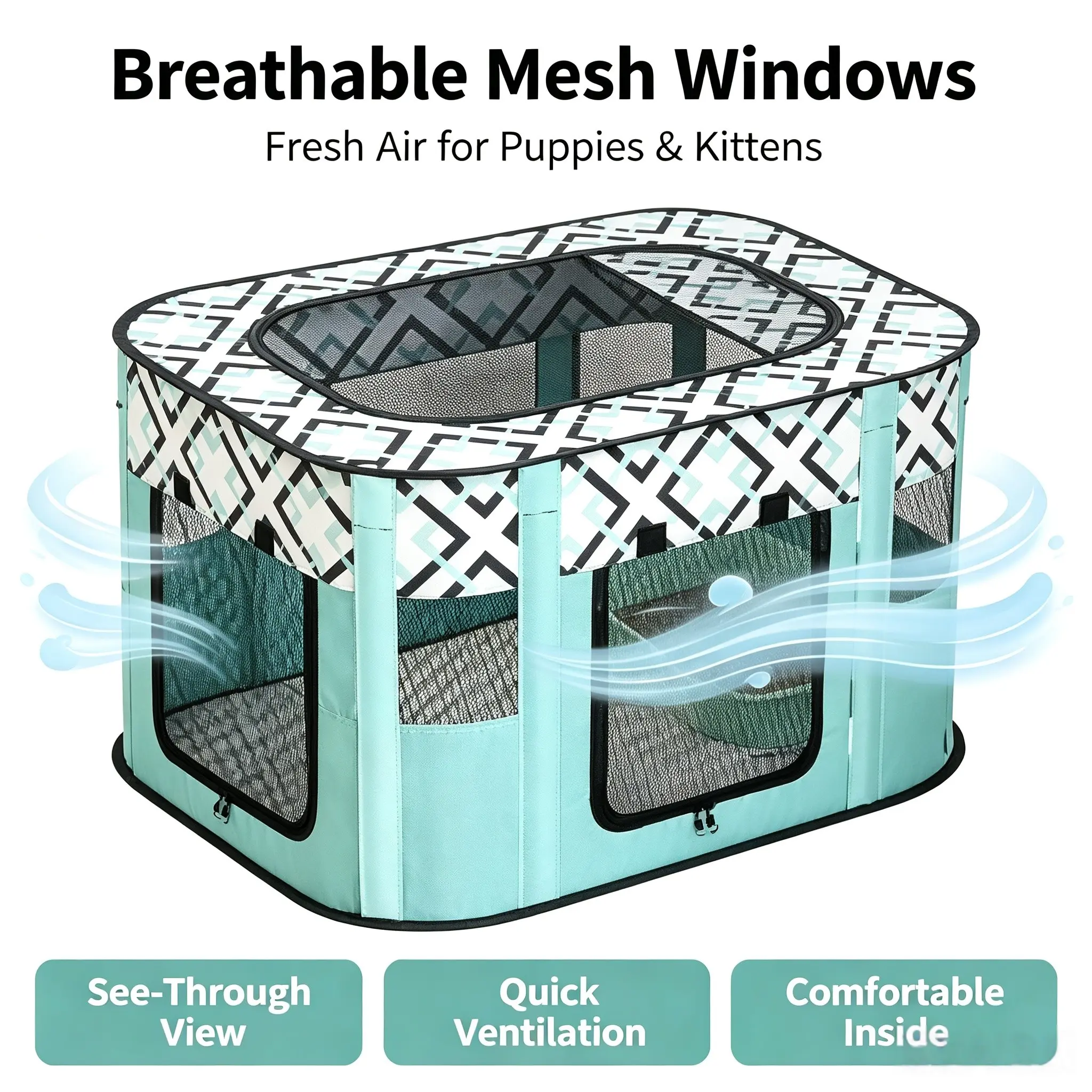 Foldable Rectangular Pet Cage, Portable Dog Cat Playpen, M/l/xl/xxl Sizes, Stylish Pet House, Easy to Carry, Ideal for Small Pets