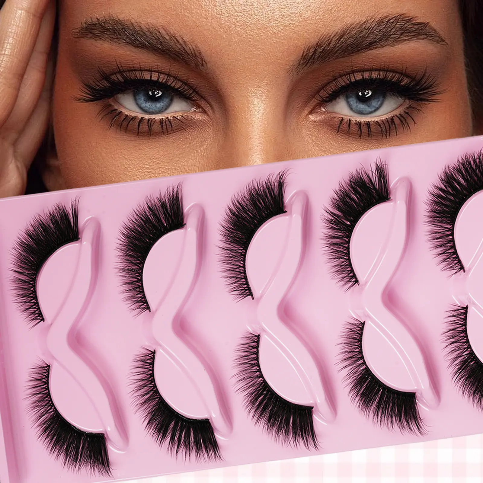 Wispy Cat Eye False Eyelashes,Volume Manga Style Lashes with Lash Brush, Sweat-proof and long-lasting, easy to apply quickly Soft Fluffy Dramatic Lashes for Daily, Work, Dating and Party