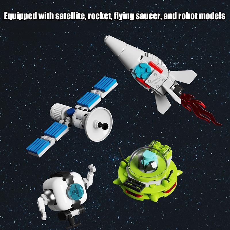 Astronaut Building Blocks Toy, Space Astronaut Blocks Toy with Launch Center Display Stand, Creative Desktop Ornaments for Home Office