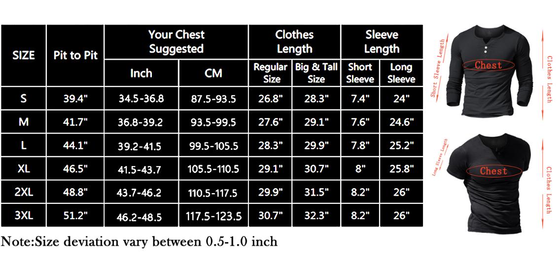 Mens Cotton Muscle Slim Fitted Sport Henley T-Shirt with Button