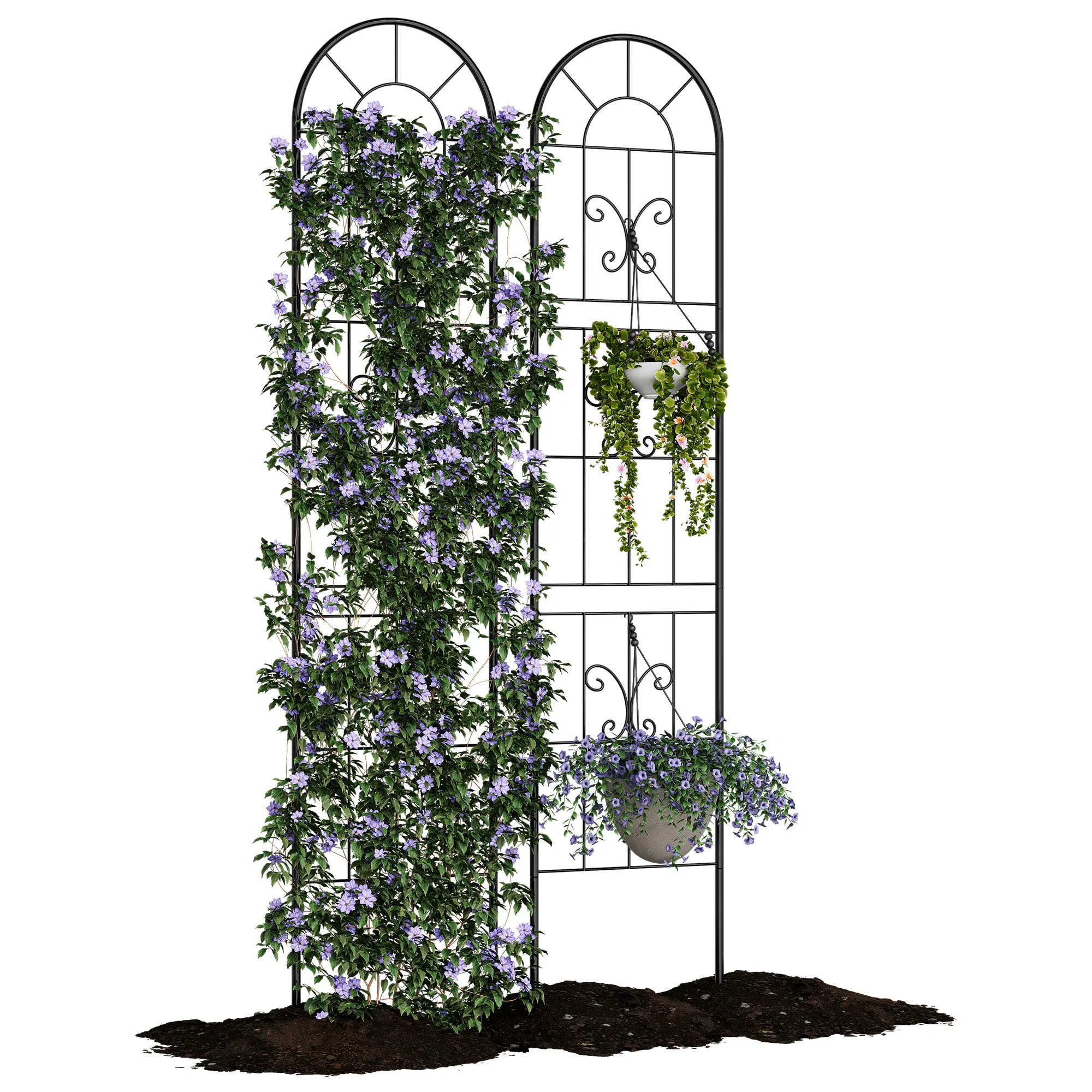 Black Metal Garden Trellis – 55×12", Heavy Duty Iron – for Climbing Plants/Roses/Vines – Weatherproof – Rustproof – Vertical Garden Support