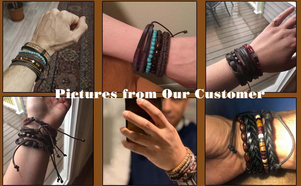 MILACOLATO 22-32 count Braided Leather Bracelet for Men Women Woven Wrist Cuff Bracelets Hemp Cords Wood Beads Ethnic Tribal Handmade Wrap Adjustable Boho Beaded Band MILACOLATO 22-32 count Braided Leather Bracelet for Men Women Woven Wrist Cuff Bracelets Hemp Cords Wood Beads Ethnic Tribal Handmade Wrap Adjustable Boho Beaded Band