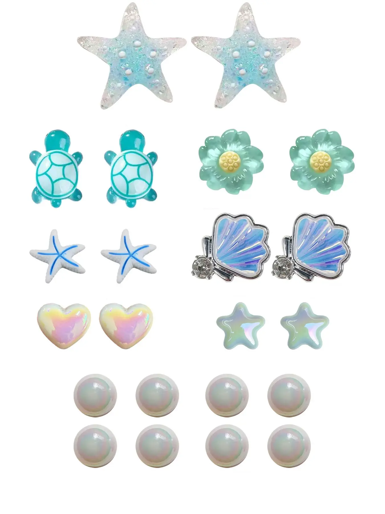 22 Pcs Ocean Theme Resin Shoe Buckles, Turtle Shell Starfish DIY Shoe Accessories, Refreshing Marine Style Footwear Decorations, Shoe Decoration Charms