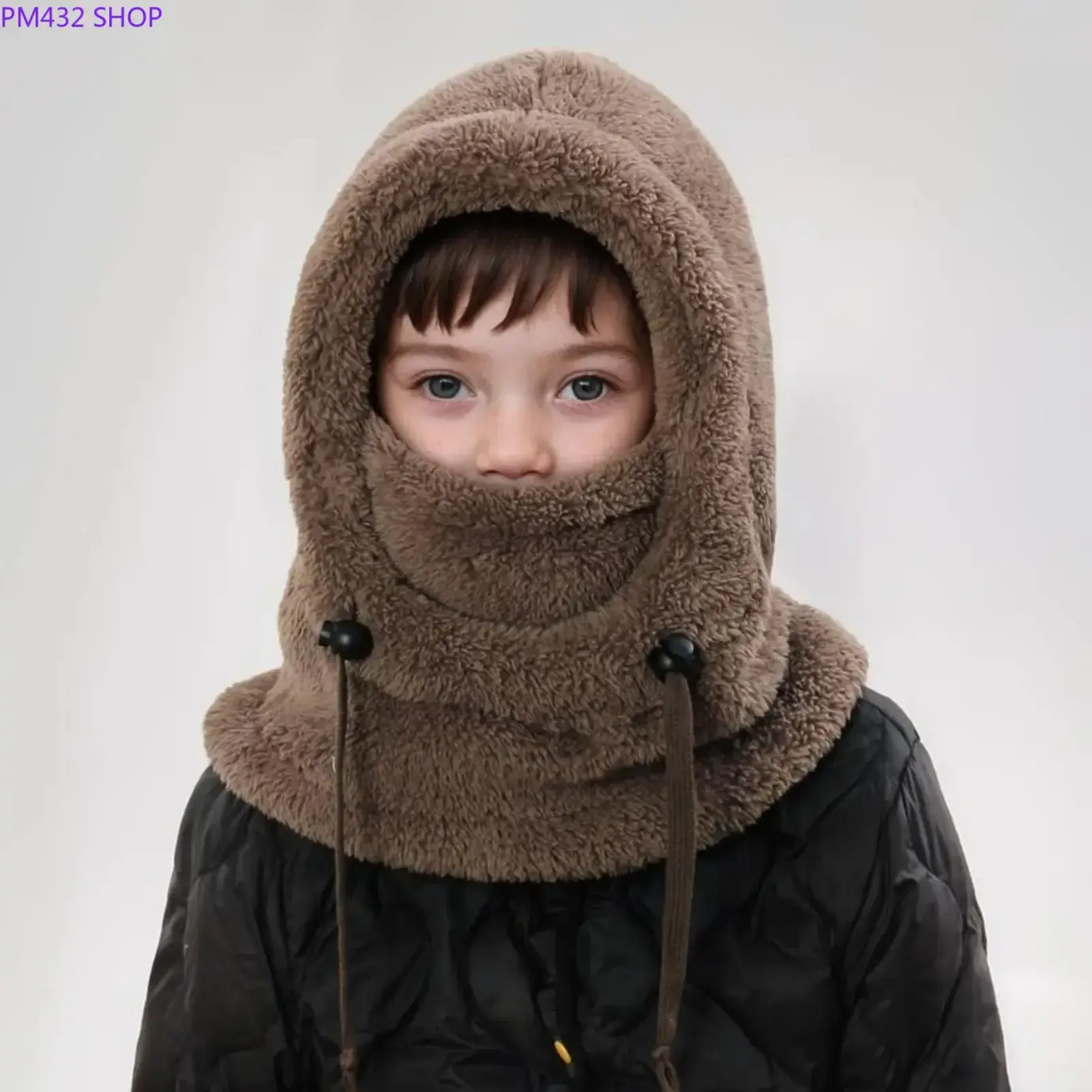 Kids Fleece Balaclava Hood, Windproof Thermal Full Face Mask with Detachable Neck Warmer for Skiing, Snowboarding, Hiking and Winter Outdoor Activities, Ages 3–10