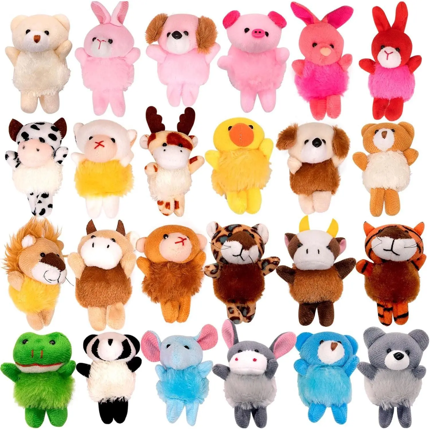 24-Pack Soft Plush Cute Small Stuffed Animals (2-2.5in/2.3-3.5in Each) - Bulk Gifts for Kids, Birthday Party Favors, Goodie Bag Fillers, Cute Animals