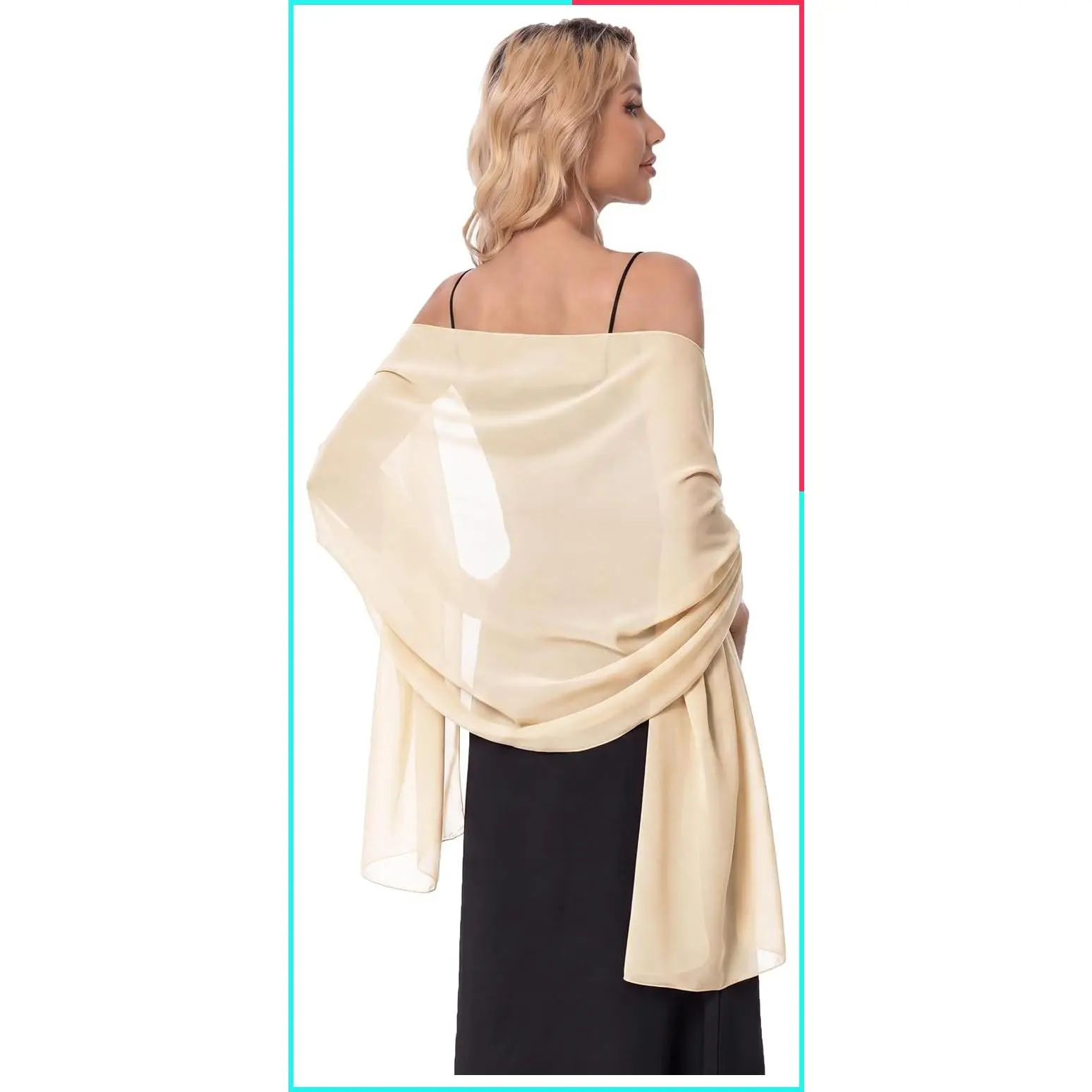 Elegant Chiffon Shawl Wrap for Women, Sheer Bridal Scarf, Pashmina Stole, Perfect Evening Dress Accessory