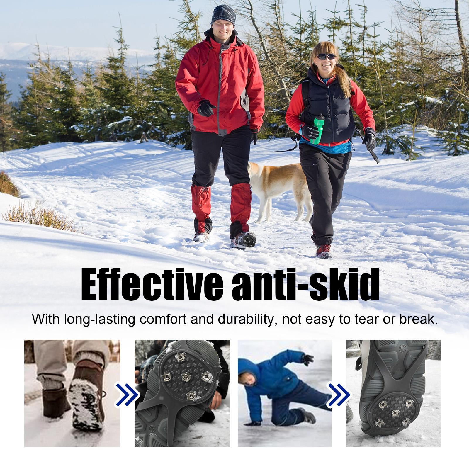 Houkea Anti-Slip Crampon Shoe Covers Outdoor Crampon Snow Shoe Covers for Mountaineering Sports, Anti-Fall, Easy to Put On and Take Off