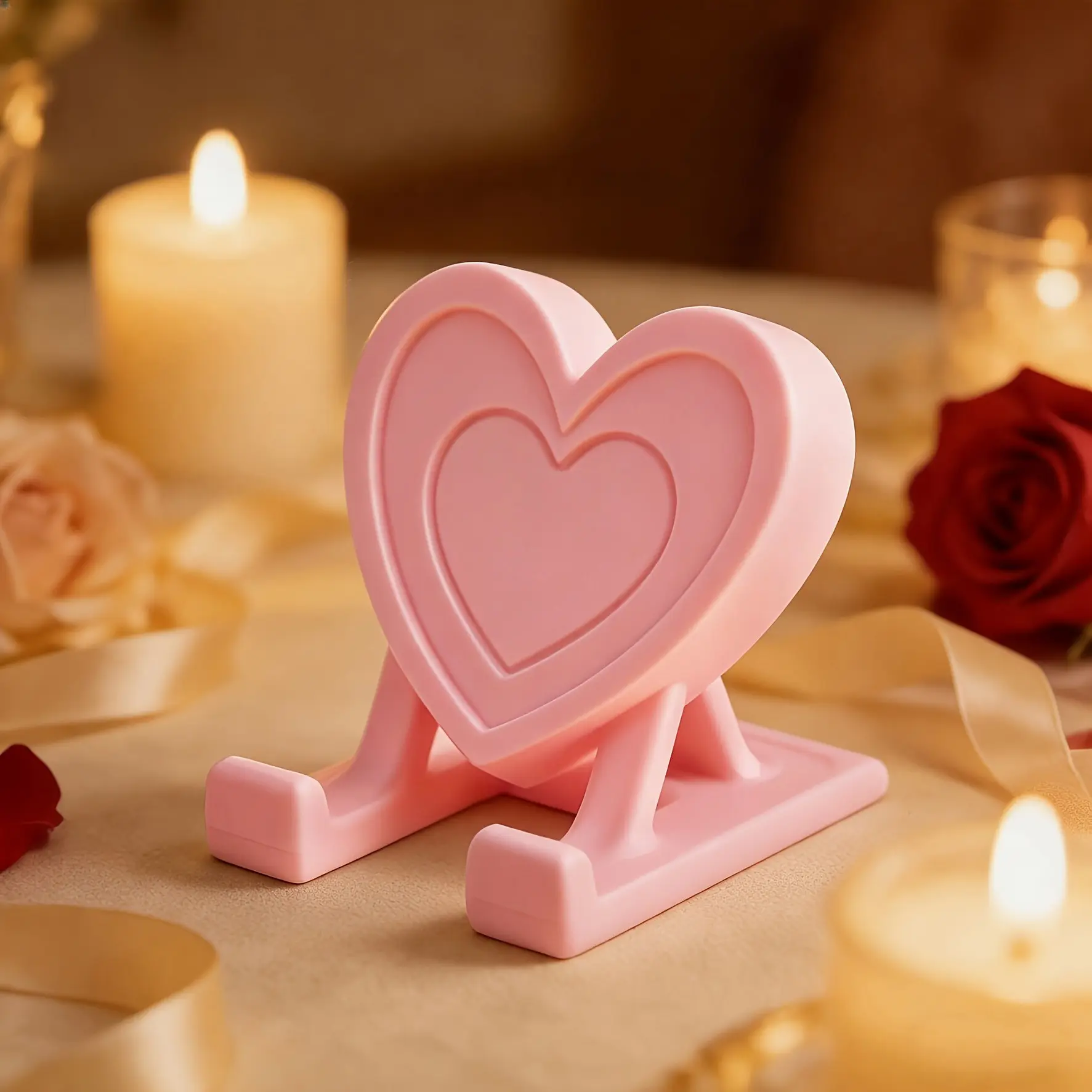 3D Printed Heart Phone Stand, Romantic Valentine's Day Gift, Unique Desktop Decor, Perfect for Birthdays, Easter, Mother's Day, Office Accessories