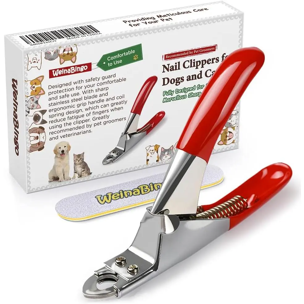 Durable Pet Claw Clippers - Sharp Stainless Steel Blade, Ergonomic Non-Slip Handle, User-Friendly Design, Free Nail File - Safe At-Home Grooming Tool for Dogs, Guinea Pigs, Rabbits, Beginners