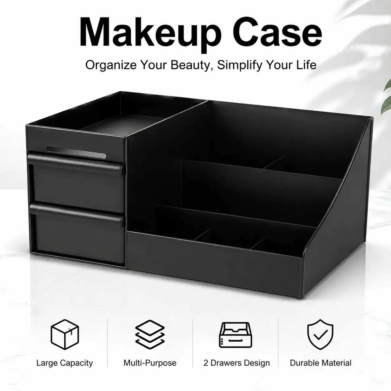 Men's Makeup Adjustable Organizer Box with Drawers, Men's bedroom essentials,Plastic Multi-Functional Desktop Tray, Compartment Box, Bathroom Vanity Display Shelf, Home Decor Gift