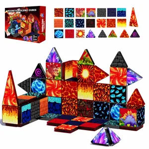 Dinosaur World Magnetic Tiles Set, 52-60pcs Educational Building Toy, Christmas/halloween/birthday Gift, Unisex Construction Blocks