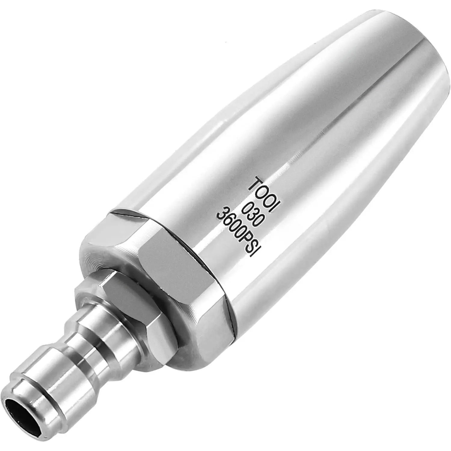 Stainless Steel Turbo Pressure Washer Nozzle, 360° Rotating, 1/4" Quick Connect, 3600 PSI Max, 3.0 GPM, for Brick Cleaning, Concrete & Wood Surfaces