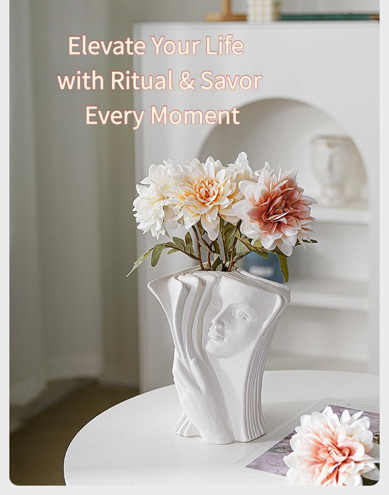 INS ceramic bookend stand creative human body vase home bookshelf desktop storage office bookend decoration