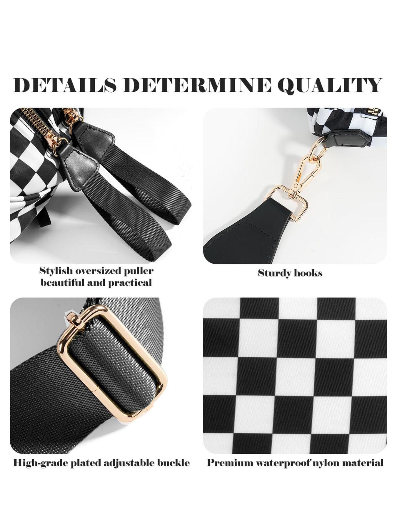 Fashionable Checkerboard Pattern Crossbody Bag, Casual Versatile Zipper Shoulder Bag for Women, Trendy All-match Commuter Bag for Daily Used