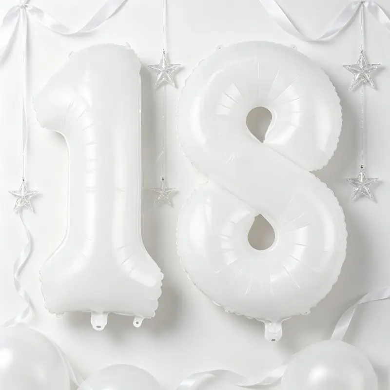 Aluminum Foil Balloon Set, Reusable 32-Inch Number 1 & 8 Combo, Durable Sealed Design, Ideal for 18th Birthday Party Decorations