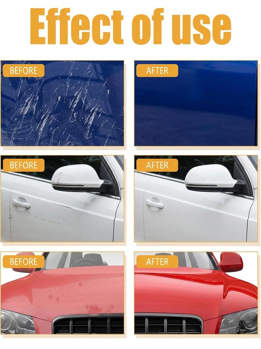 NUAN Car Scratch Repair Paste – Restores Paint From Scratches/Oxidation/Stains, Safe For All Finishes, White & Black Variants, Includes Sponge + Towel. Car Maintenance Essential.