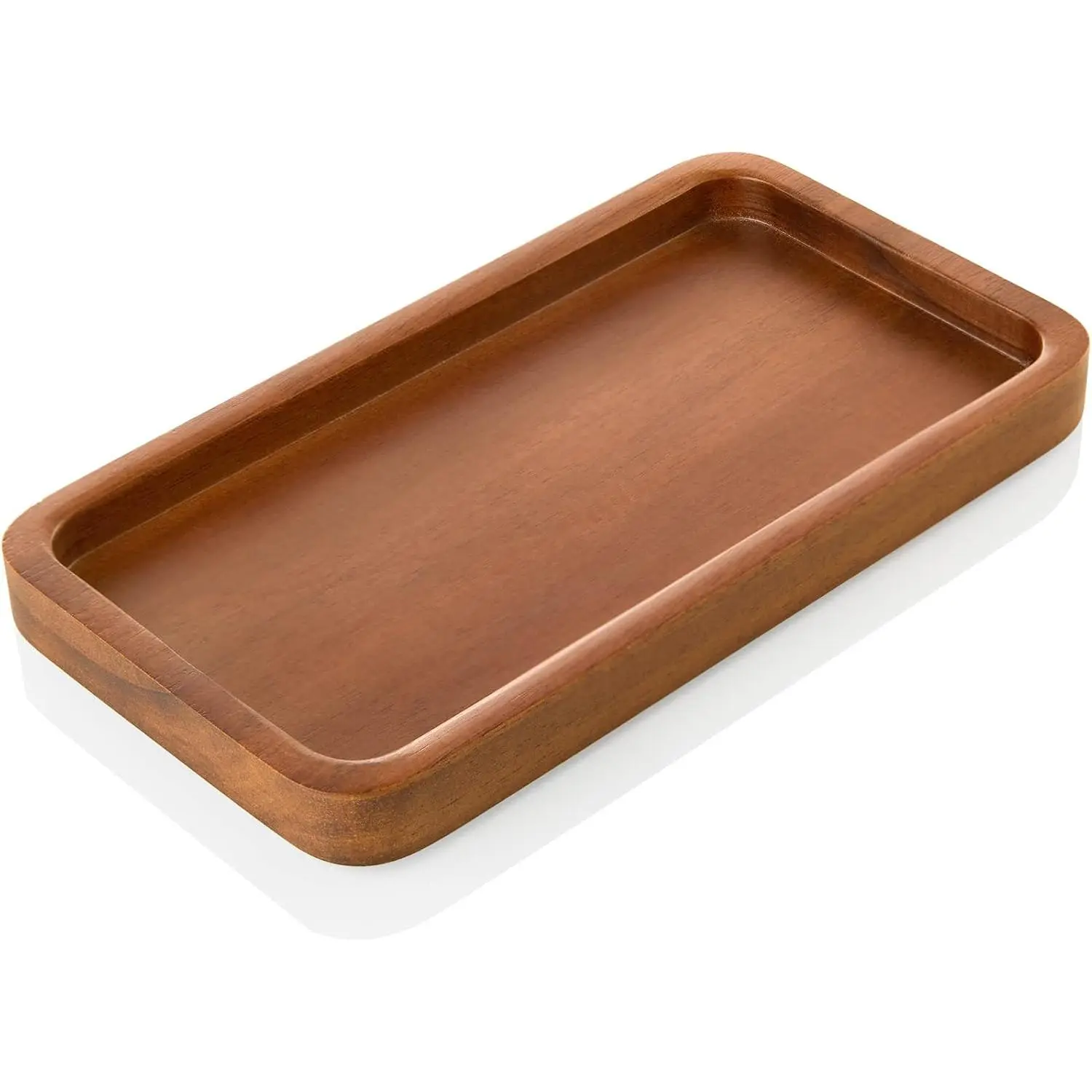 6" Small  Bathroom  Tray for Counter - Acacia  Dish Soap Dispenser Tray for Kitchen - Decorative Tray for Kitchen Dresser Tops Perfume