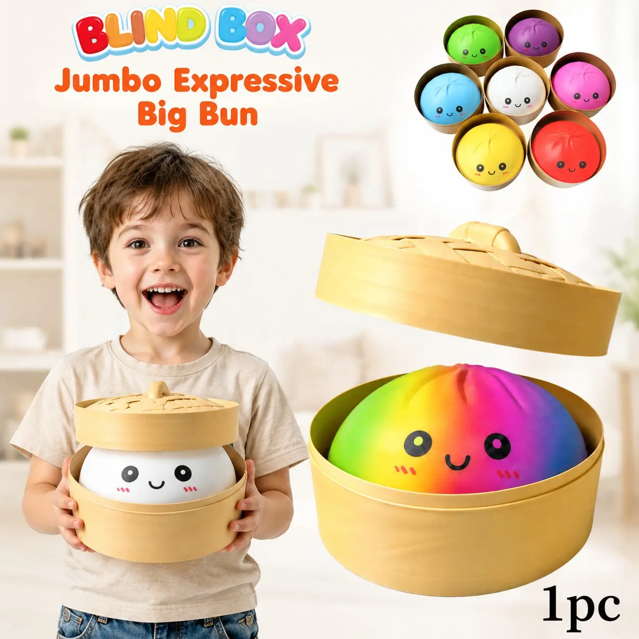 Mystery Blind Box with Expressive Large Dumpling Bun, Skin-Friendly Soft TPR Anxiety Relief Squeeze Toy, Random Design Unboxing Fun, Ideal Holiday Exchange Presents for Kids